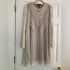 BCBG Max Azria White Lace Swing/Maternity Dress Sz S